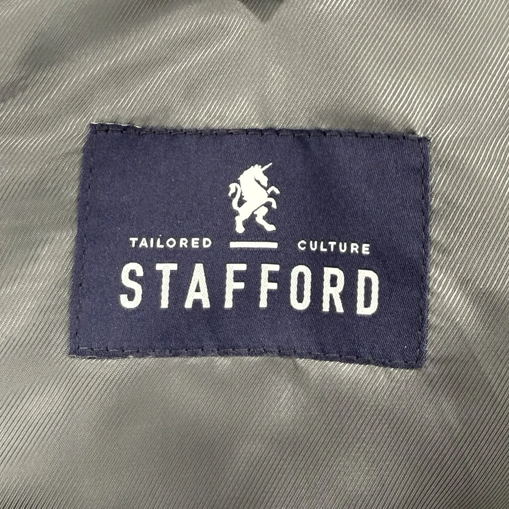 Stafford Linen Blazer Men's 50R Gray Classic Fit Signature Sport Coat Dual Vent